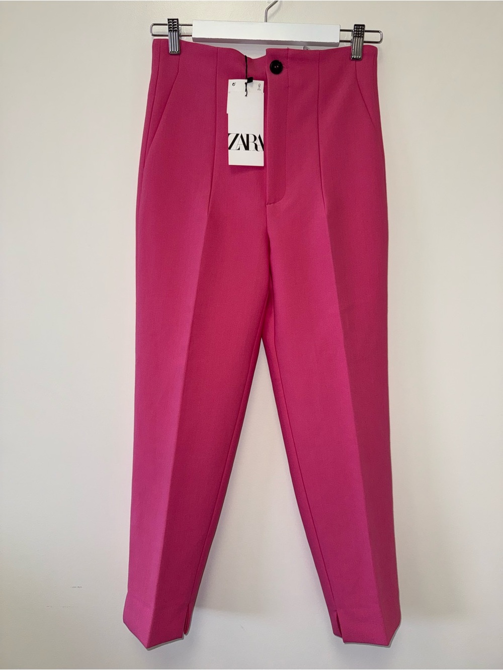 NWT Zara (6) Brand New Hot Pink High Rise Slim Fit Business Casual Pants